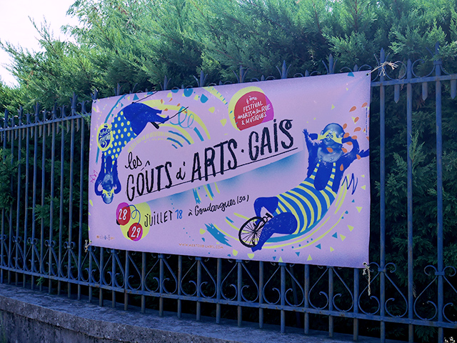 banderole pour festival arts de rue à Goudargues 2018