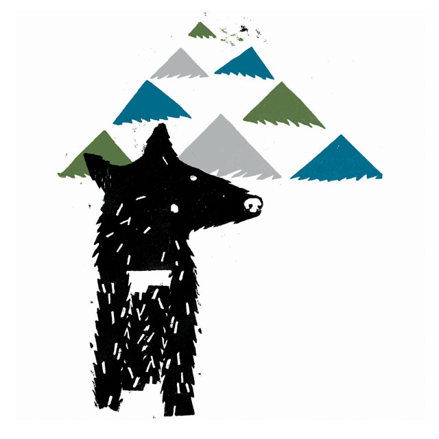 illustration loup en linogravure